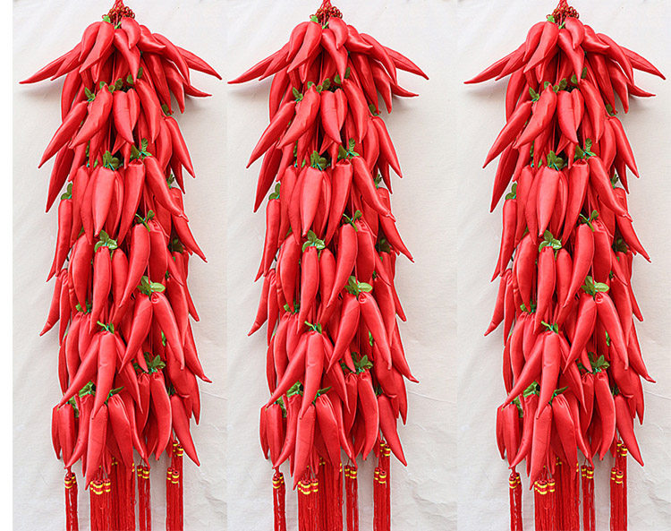 婚庆装饰品挂饰中国结布艺特大号18头红辣椒暖房布置挂饰