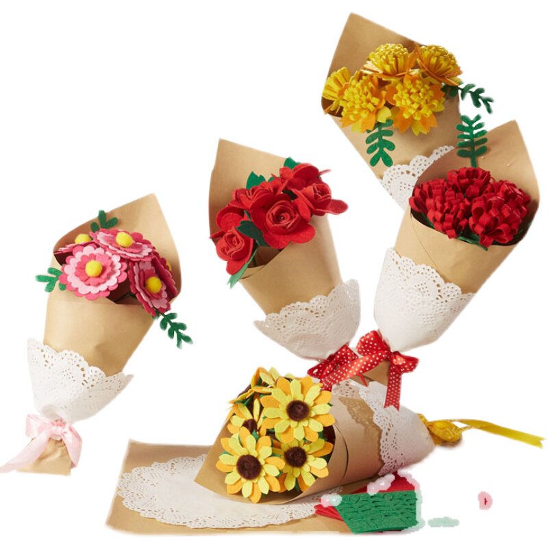 妇女节礼物幼儿园儿童手工diy织布手捧花束康乃馨手工创意粘贴类