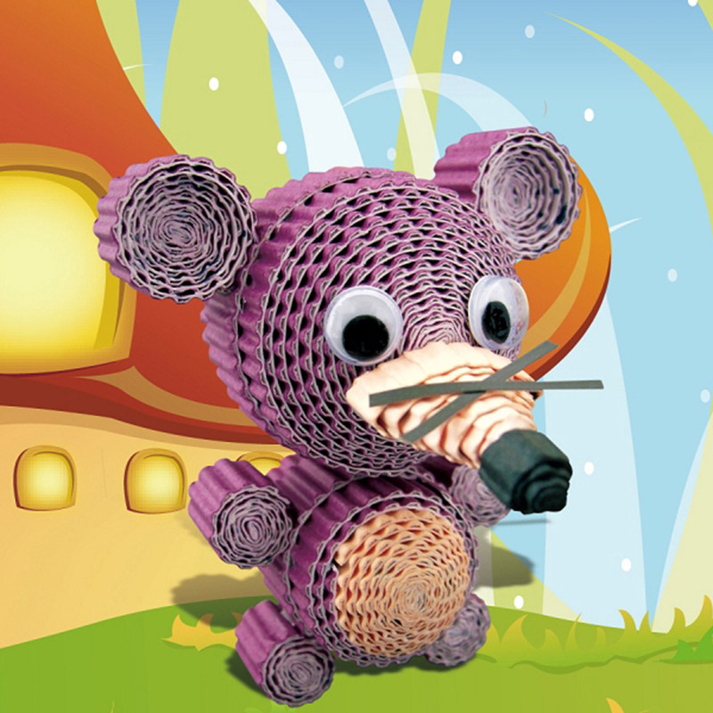 彩色瓦楞纸手工作品儿童益智diy公仔制作美工手工折纸