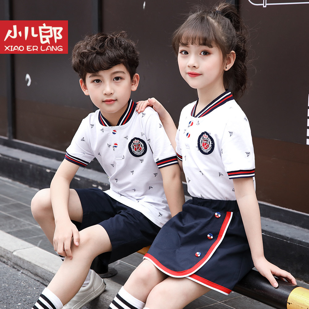 夏季新款小学生英伦风校服短袖幼儿园夏装中大儿童校服