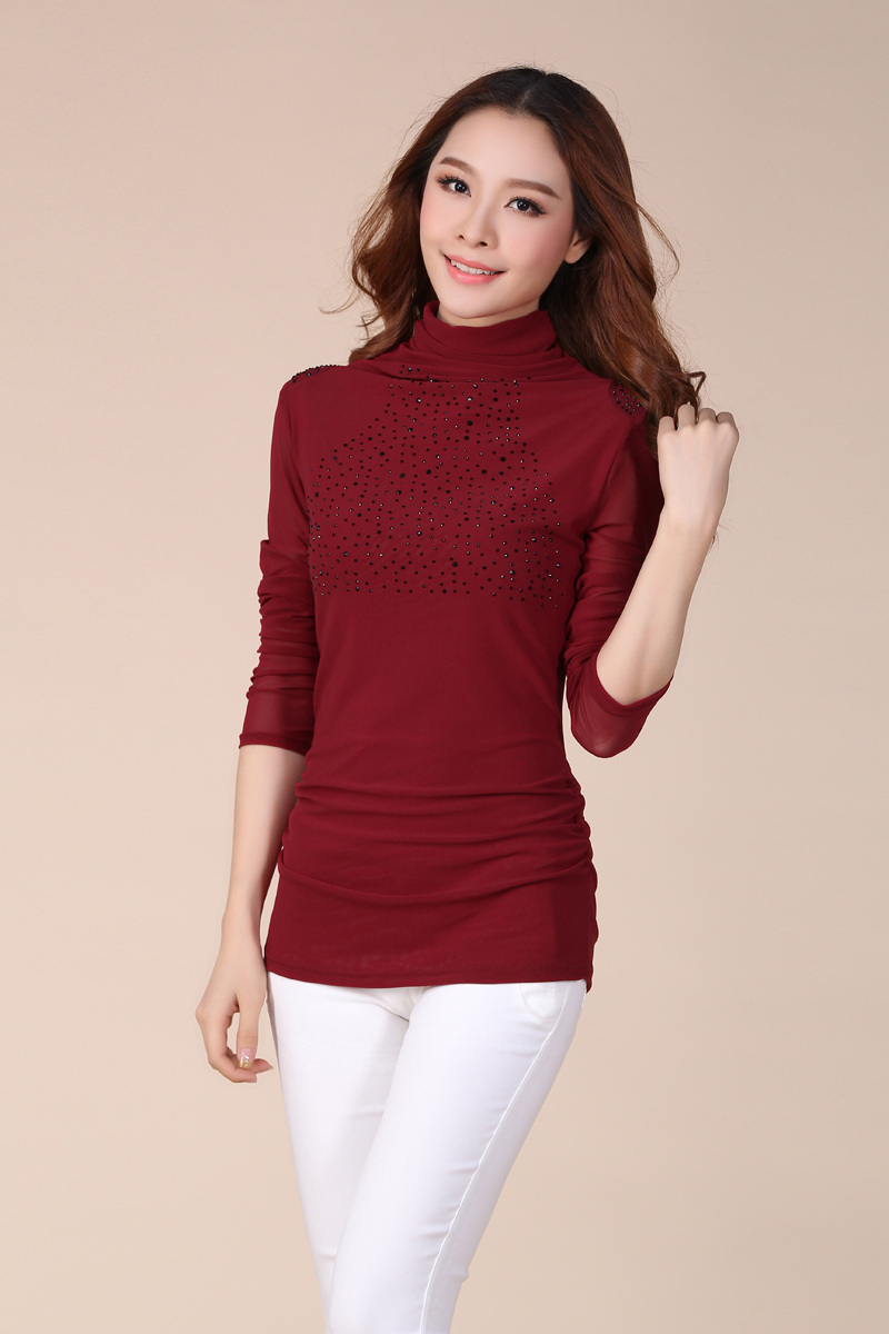 黑色高领打底衫女薄中长款加绒网纱上衣2018秋季大码宽松遮肚女装