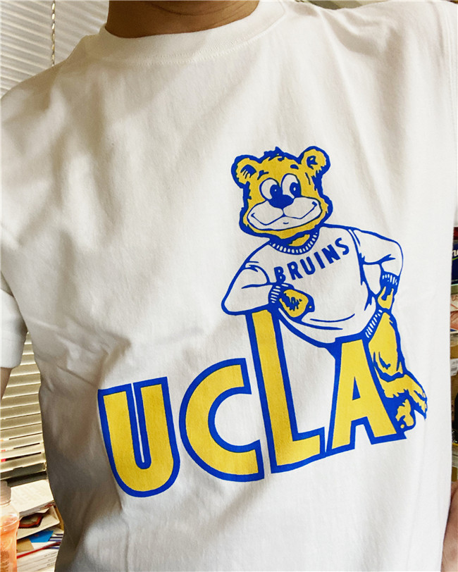germination美式复古90sucla加州大学小熊无缝桶织t恤
