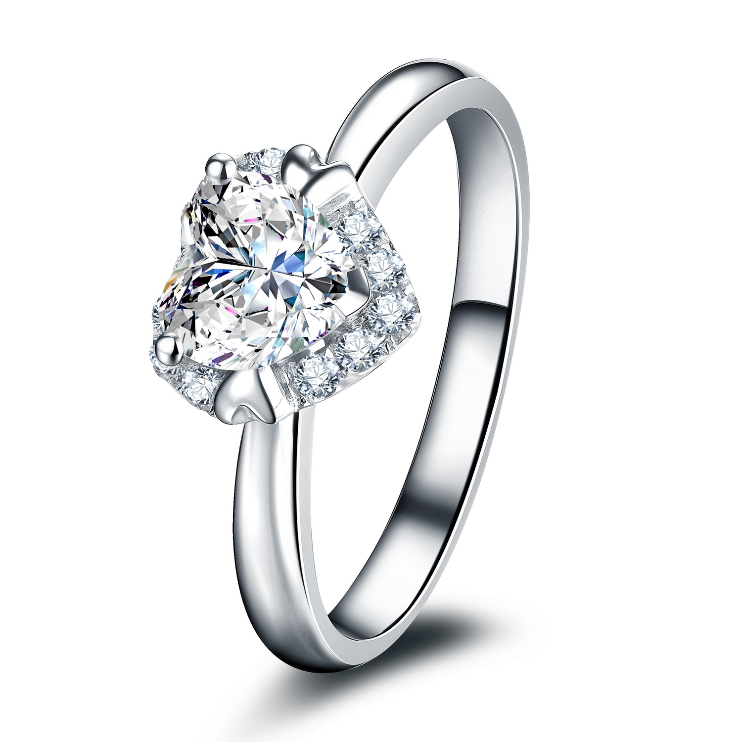 珂兰白金挚爱香邂钻戒心形求婚群镶正品18k手饰