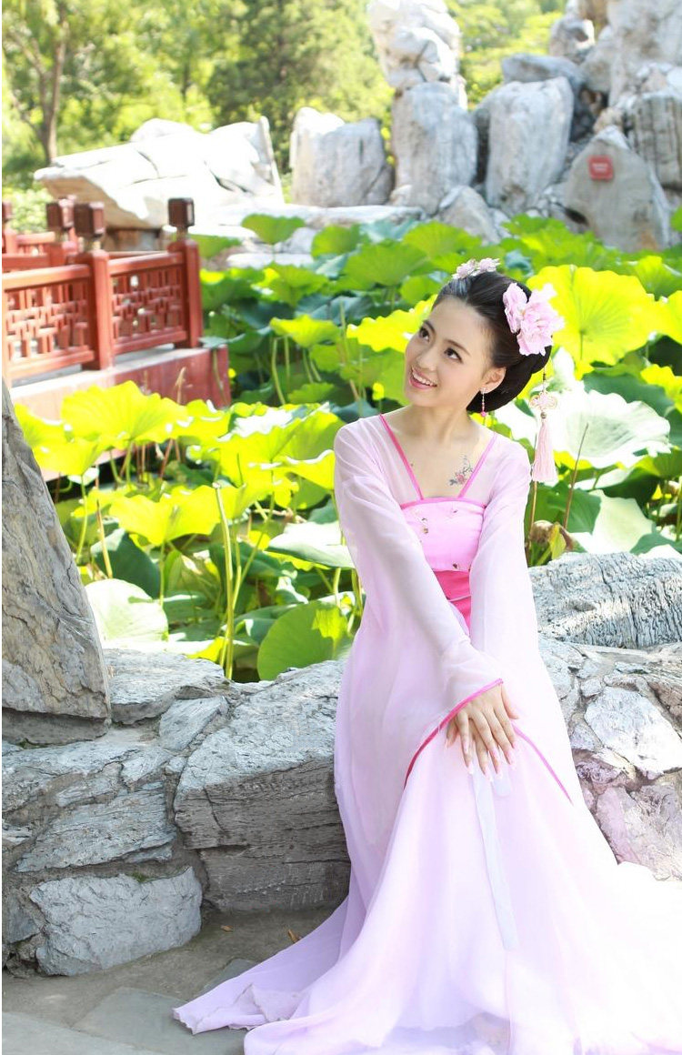 古装汉服女小曲粉色襦裙裹胸唐朝小姐丫鬟服装民族服装