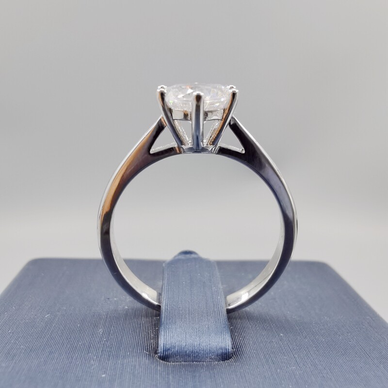 s925纯银戒指空托周家六爪1克拉莫桑钻求求婚戒指