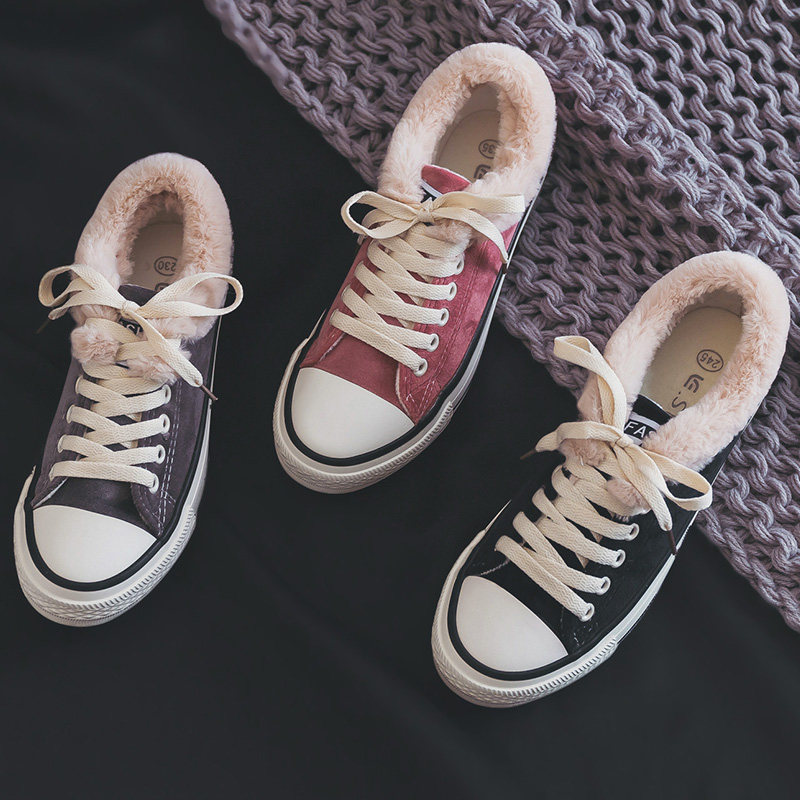 复古港风chic鞋子女ins超火软妹板鞋百搭加绒麻叶帆布鞋山本风鞋