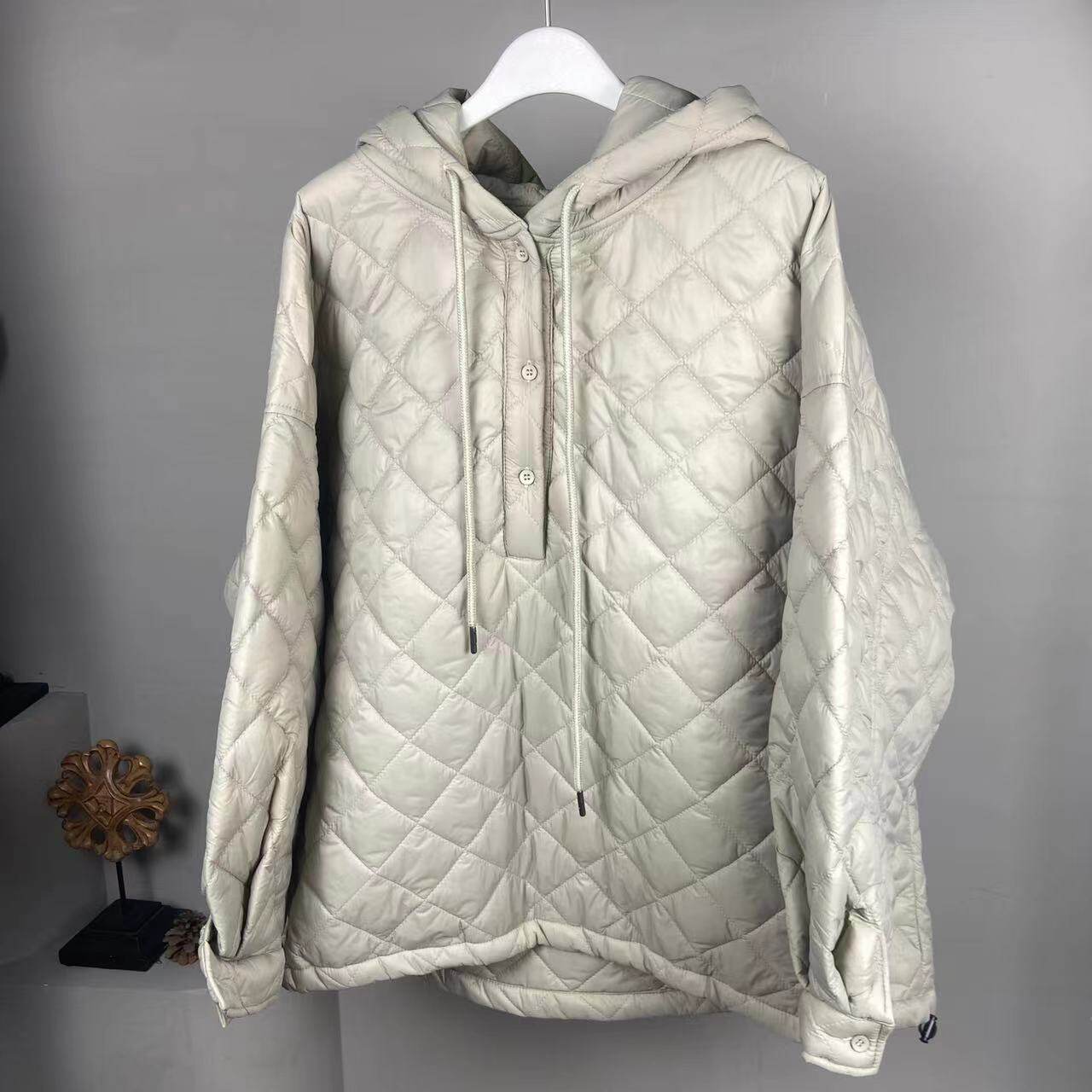 幕茄mujia2022冬装新款轻薄宽松大码mm抽绳休闲棉衣