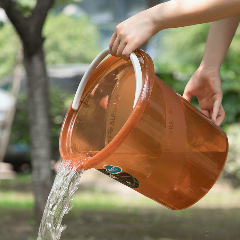 茶花透明手提水桶家用大号加厚洗衣桶储水桶洗车圆桶塑料桶洗衣桶