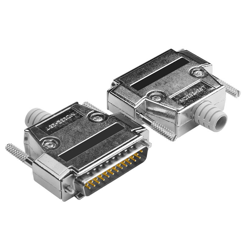 db25公头母头工业级实心针镀金连接器两排25针插头并口头金属外壳