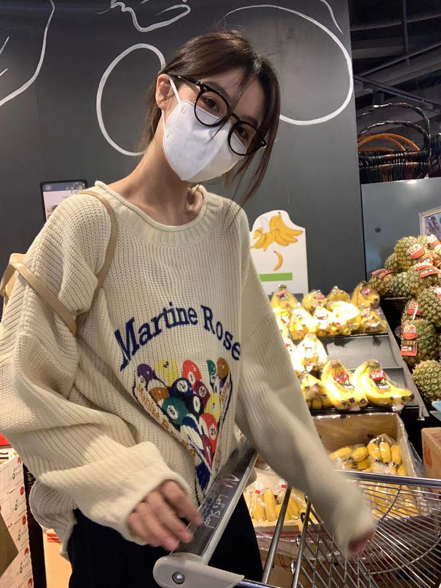 馨帮帮 针织上衣韩系慵懒2021新款设计感小众长袖套头毛衣女秋冬