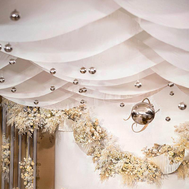 装饰礼堂云顶舞台布舞台弹力吊顶牛奶婚礼顶幔节庆布艺用品