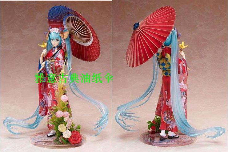 初音手办花色油纸纸伞和服初音未来cos工艺伞