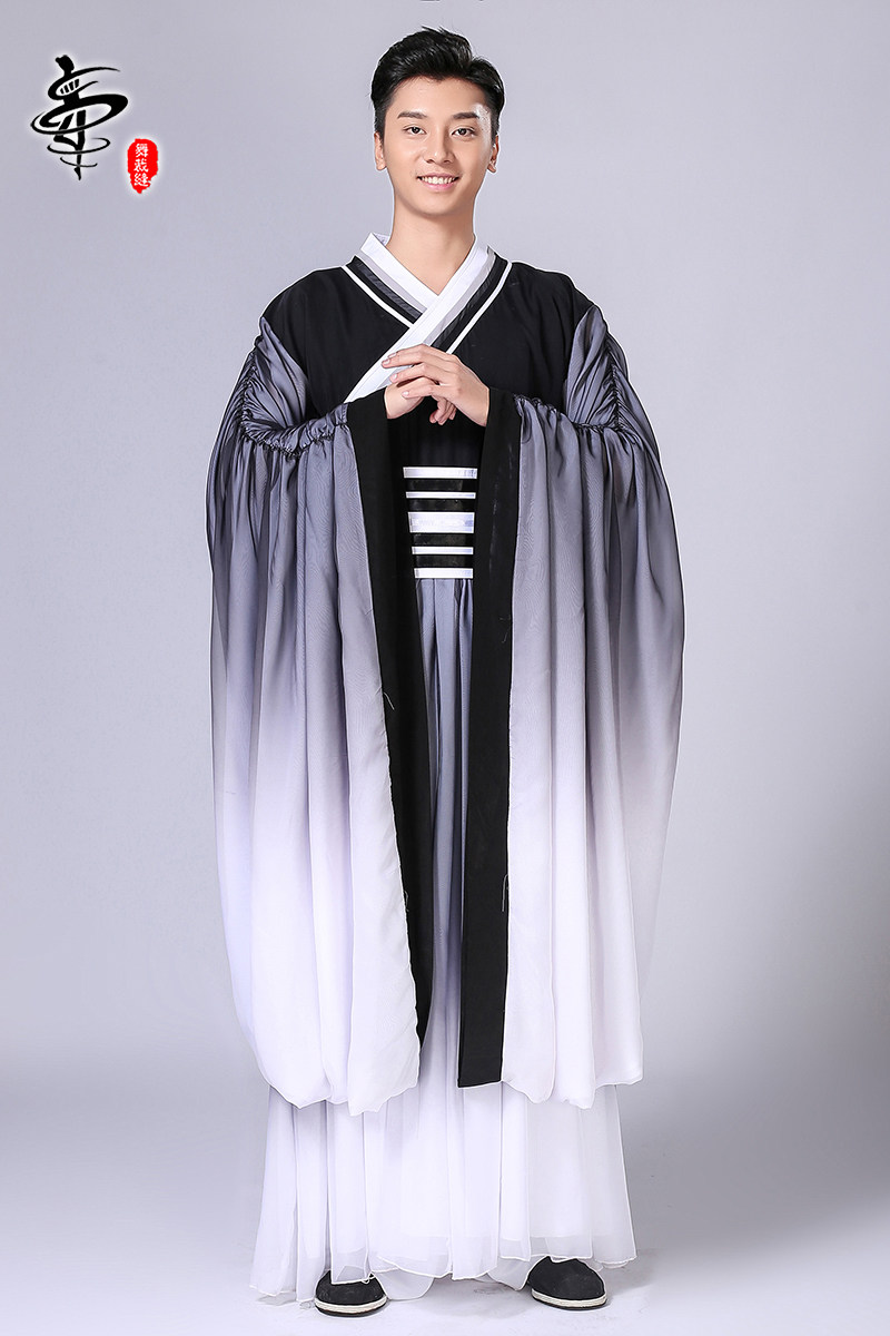 国师新款孙科舞蹈演出服孔子水墨成人民族服装