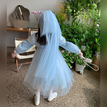 ເດັກຍິງ Elsa Princess Dress ພາກຮຽນ spring ແລະດູໃບໄມ້ລົ່ນ 2024 New Spring Dress ເດັກນ້ອຍ Spring Girl Elsa Dress Spring