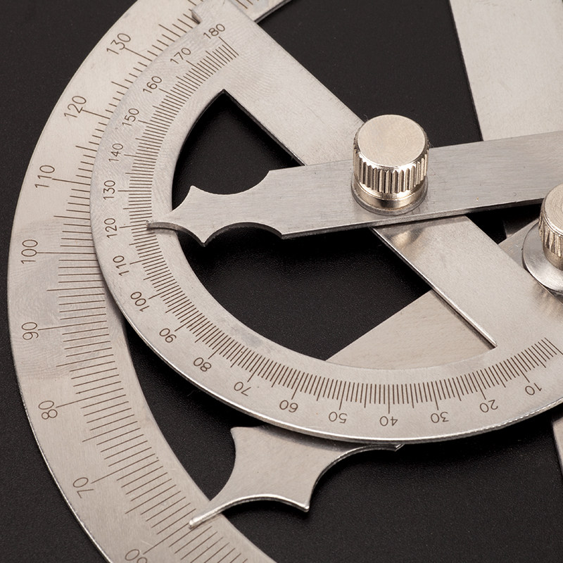 角度尺双臂不锈钢角度规180度调整式半圆分度规量角器多功能角度