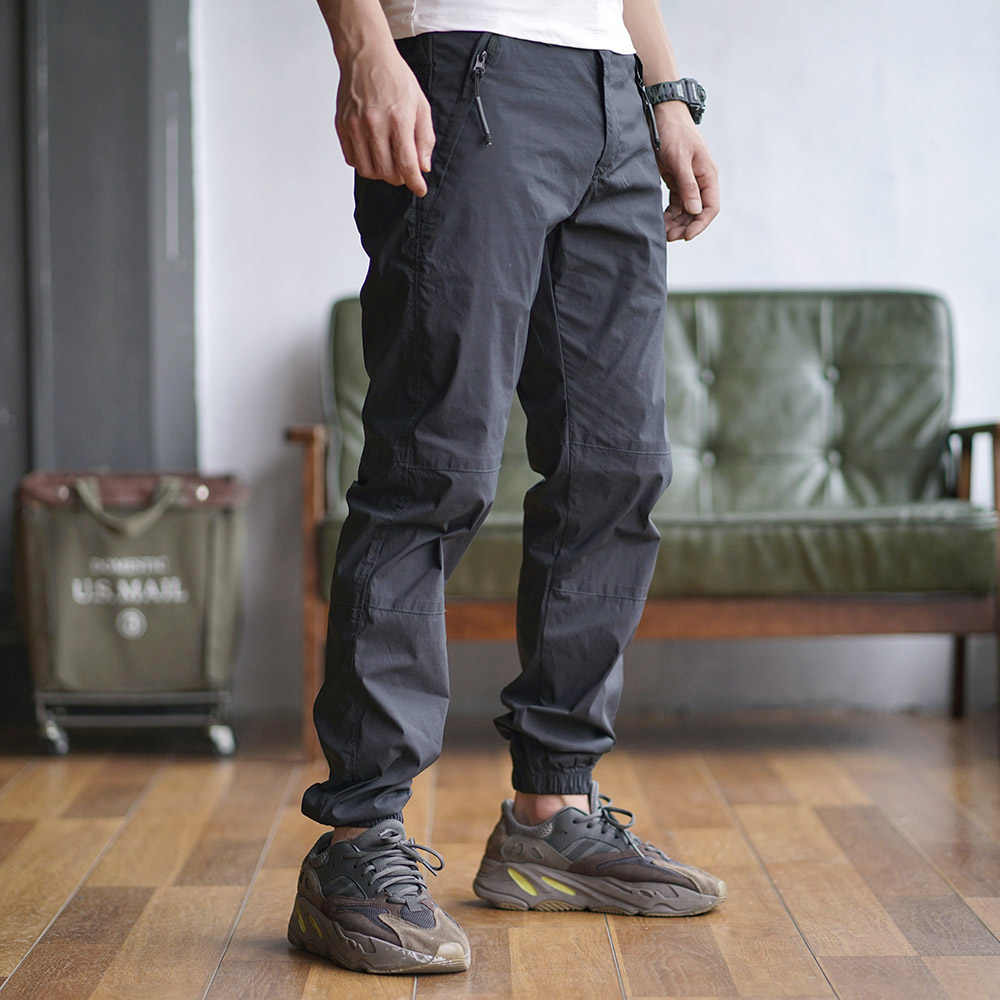 春夏薄款男士速干裤迷彩男装束脚裤弹力工装裤休闲裤宽松运动裤潮