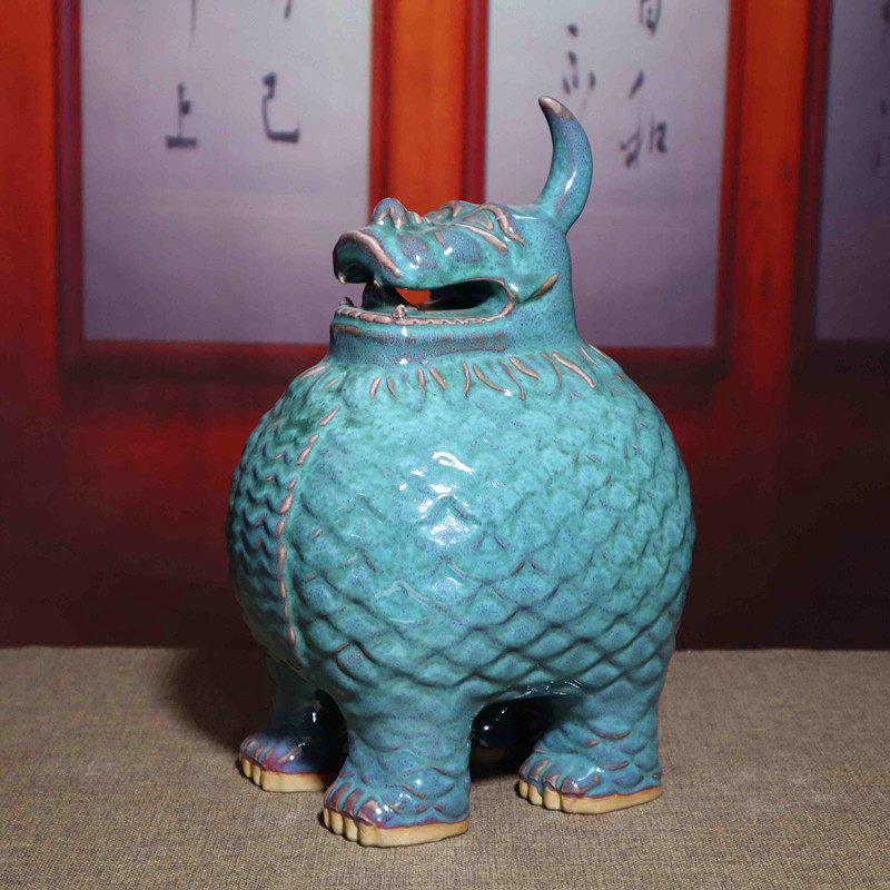 禹州钧瓷窑变大宋官窑同款天禄貔貅玄关装饰乔迁开业送礼钧窑摆件