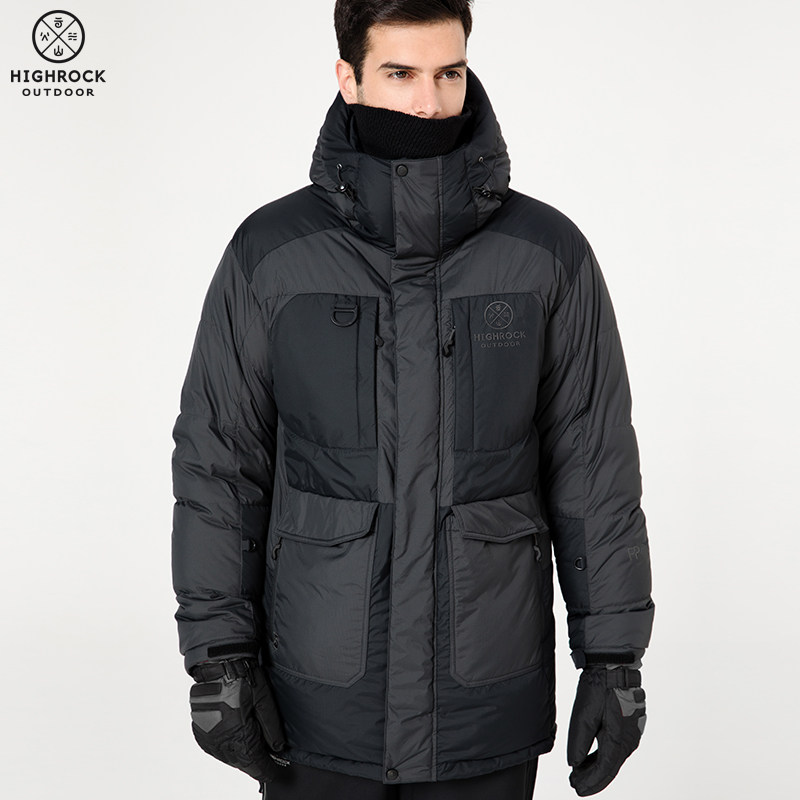 顺丰发货highrock天石防风羽绒服中长加厚鹅绒滑雪羽绒衣