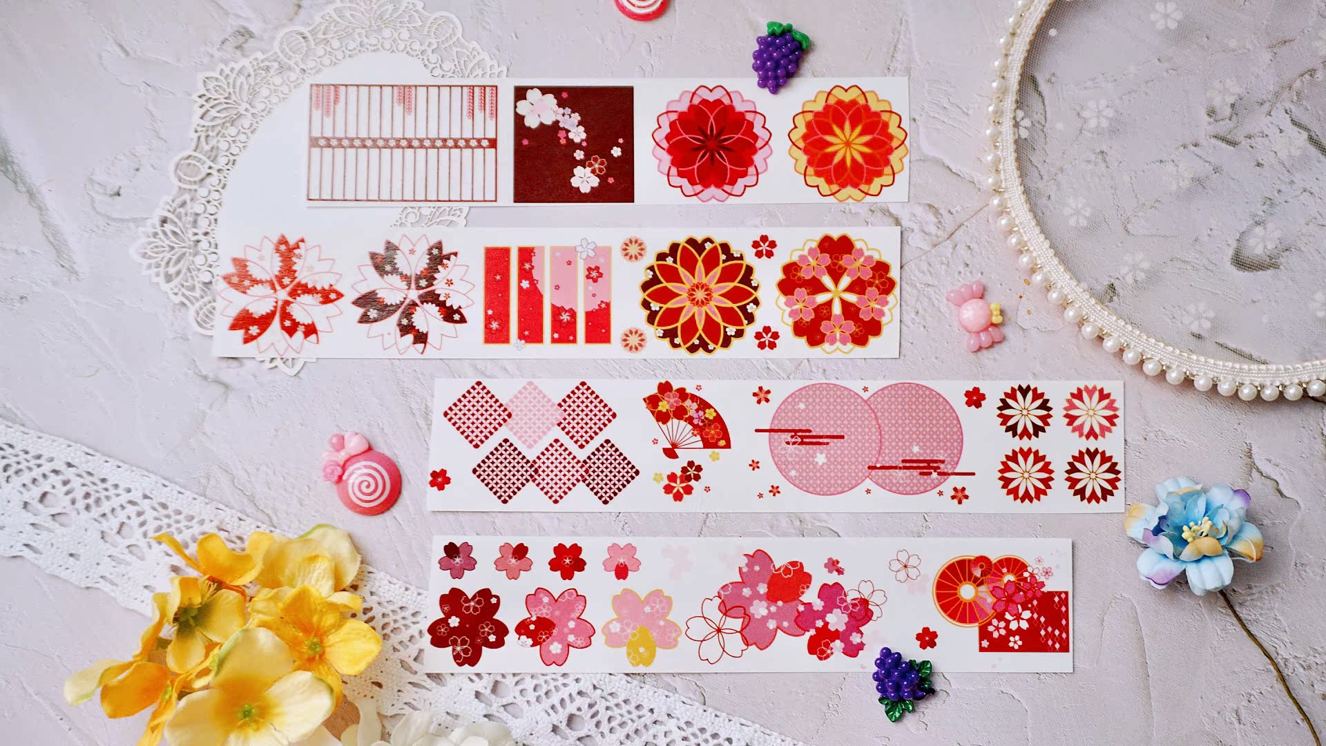 手帐trista现货pet胶带日式特惠香别献丹樱花和纸胶带