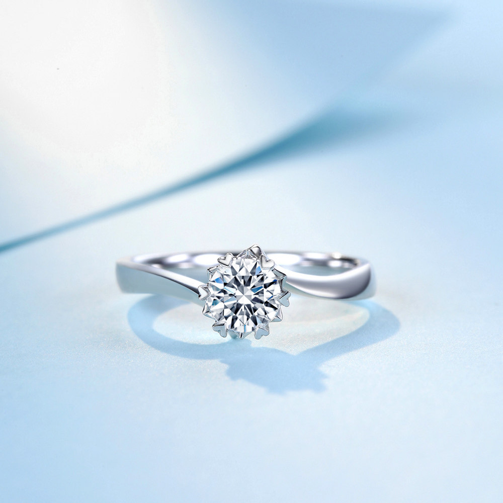 佐卡伊纯粹雪花款铂金六爪钻石戒指结婚求婚女士正品珠宝钻戒