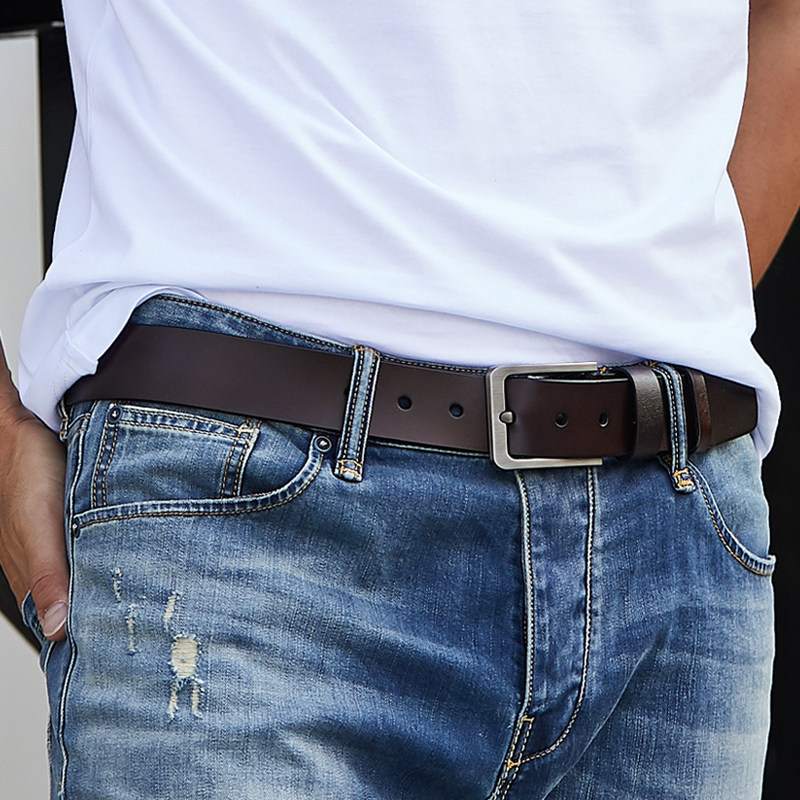 牛当家男士皮带真皮针扣牛仔裤腰带男休闲纯牛皮裤带男青年裤腰带