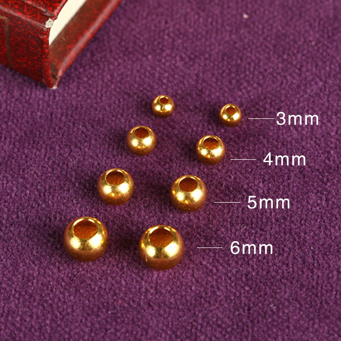 足金转运珠散珠光面纯金圆珠弟子珠隔珠 999 黄金珠子 6mm 5 小金珠