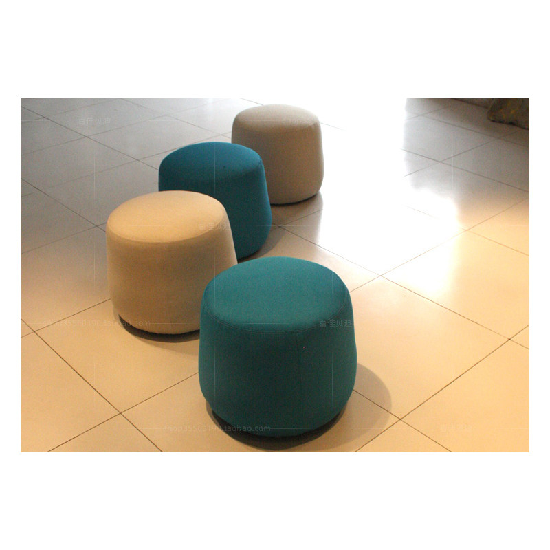 现代简约新款布艺圆凳创意民宿居家时尚棉麻软包沙发凳