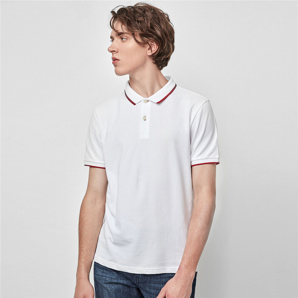 佐丹奴男polo衫新款男装莱卡弹力棉撞色翻领polo衫男短袖01010381