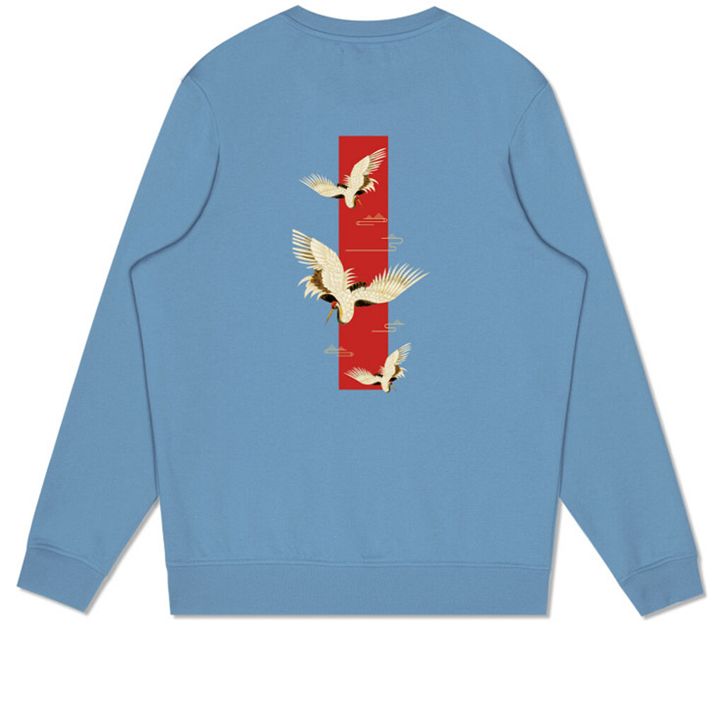 鹿溟山山海经联名佐丹奴国潮卫衣男后背仙鹤国风卫衣卫衣