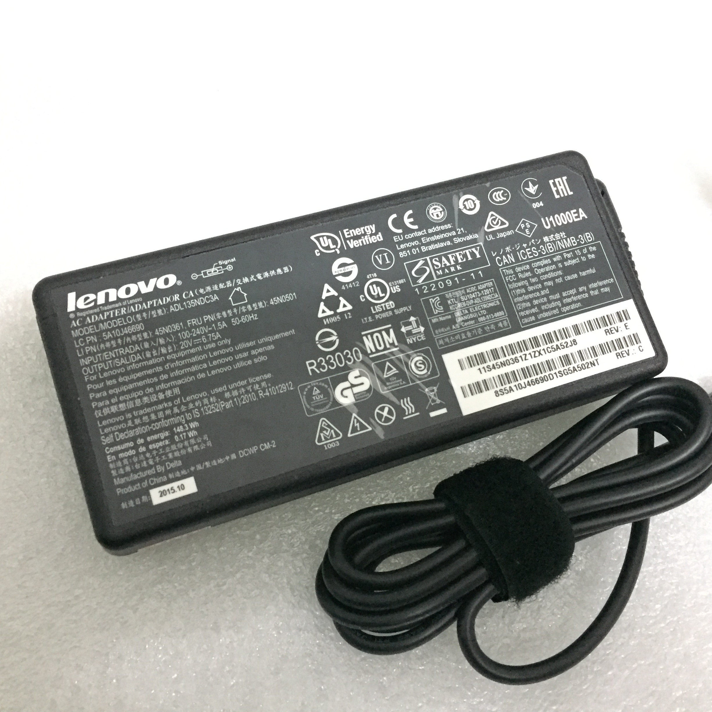 原装联想135w电源适配器方口20v675a拯救者15寸t460p笔记本电源