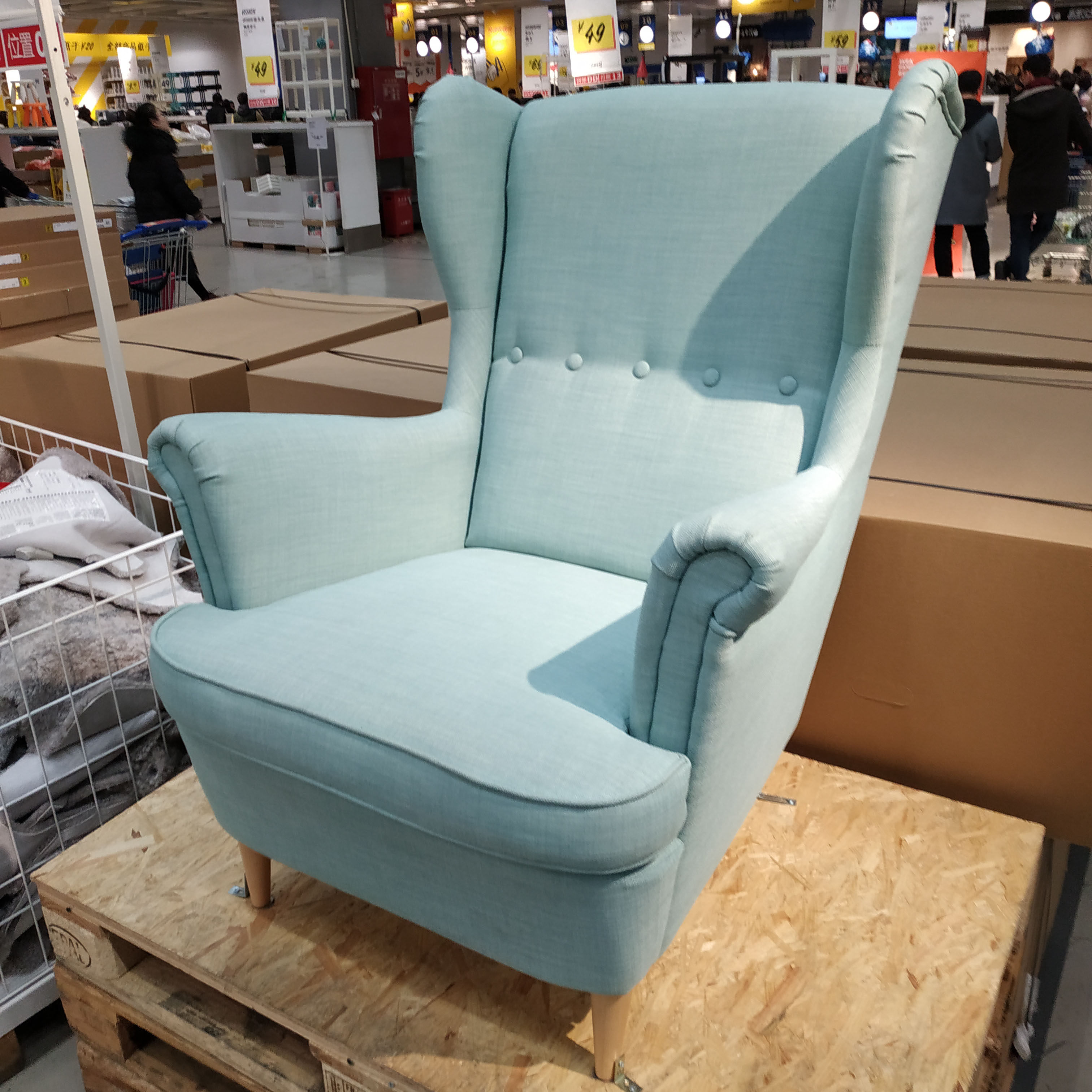 宜家 斯佳蒙靠背椅单人沙发扶手椅高背椅休闲椅子老板椅办公椅