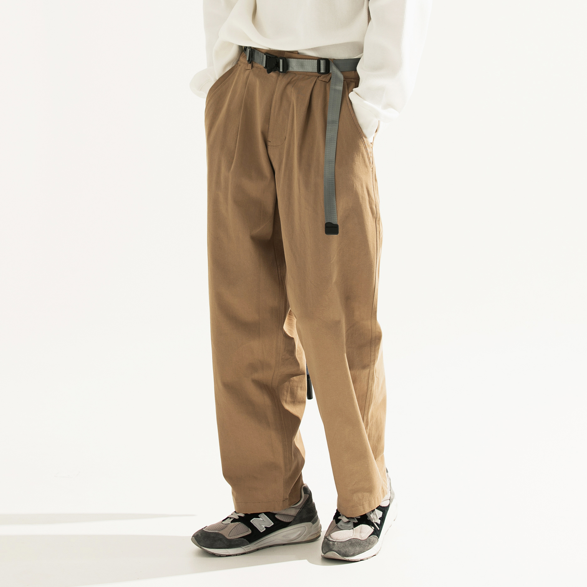 TBALLER 2020新款纯棉斜纹休闲裤男潮牌chino裤直筒宽松全棉布裤