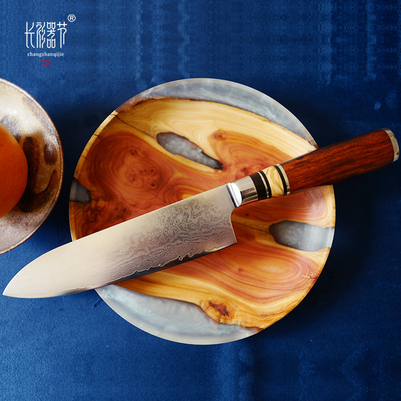 长衫器节vg10弧月三德家用厨房切菜刀主厨水果多功能刀