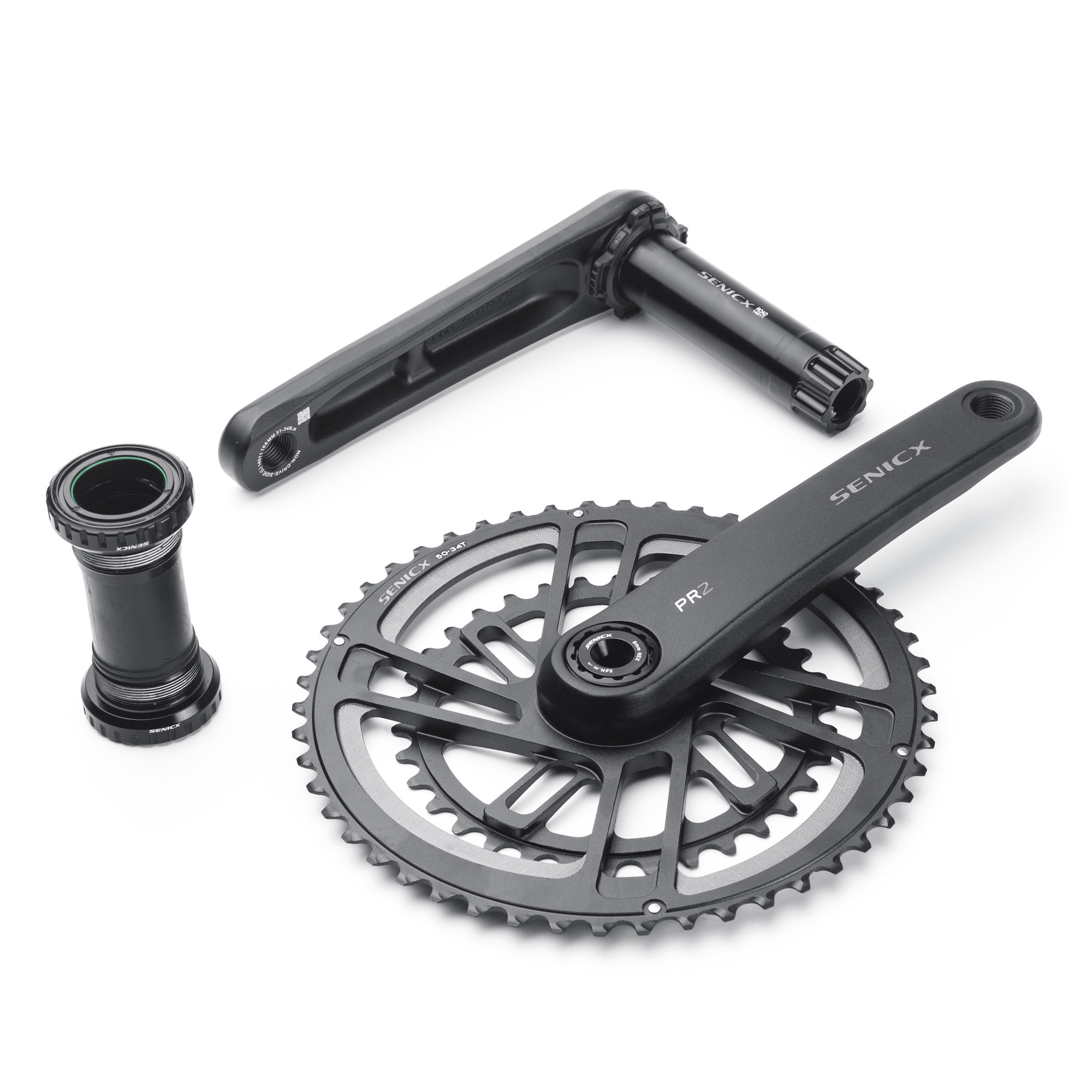 senicx驭勇公路自行车牙盘金双盘片中空一体直装牙盘曲柄中轴套装