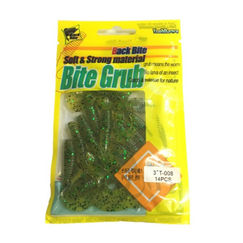 吉川路亚饵加盐鳜鱼鲈鱼翘嘴卷尾蛆软饵软虫假饵3寸6cm14条