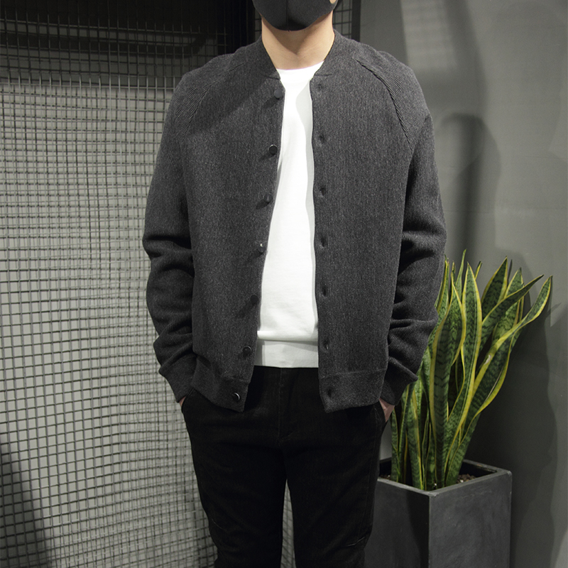2022春季新款男士开衫针织衫纯色立领毛衣外套男韩版休闲长袖线衣