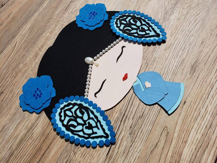 包邮【免剪模板】布贴画材料包手工diy红楼梦人物十二金钗贾惜春