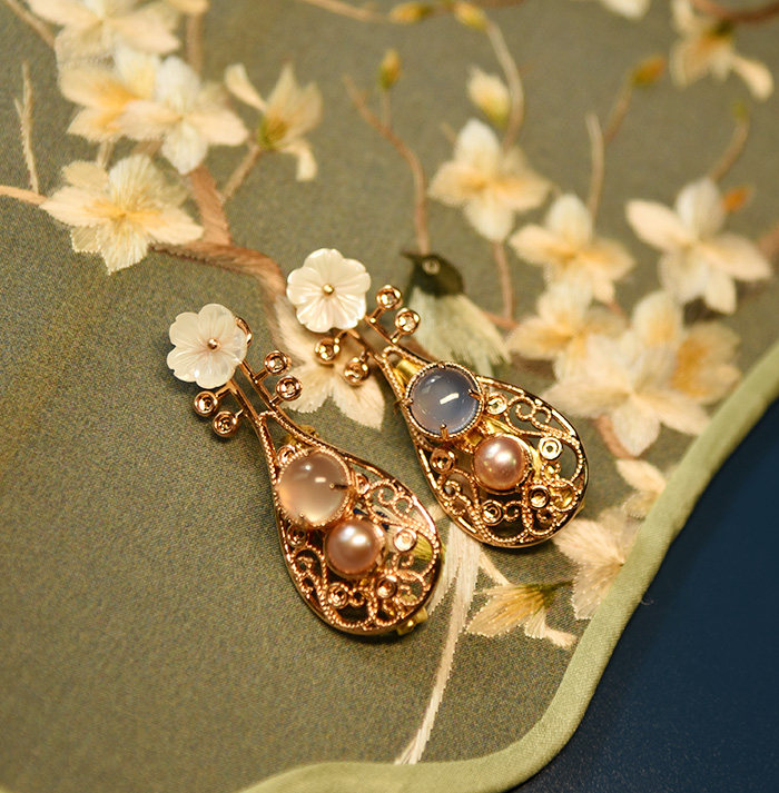 华容珠翠玛瑙珍珠高档胸针古典古风胸针