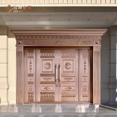 南京铜门厂不锈钢仿铜纯铜别墅大门双开子母门进户门指纹电动单门