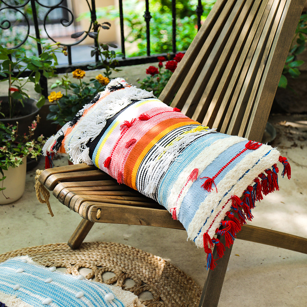 梭罗双北欧手工编织抱枕ins风流流苏沙发组合靠垫