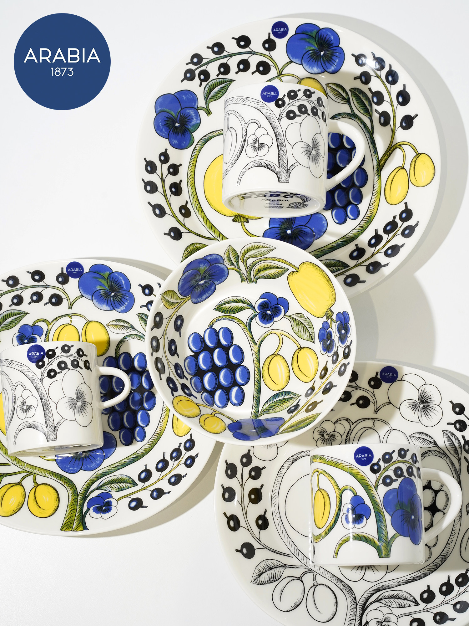 芬兰进口arabiaparatiisi硕果陶瓷餐具马克沙拉盘椭盘