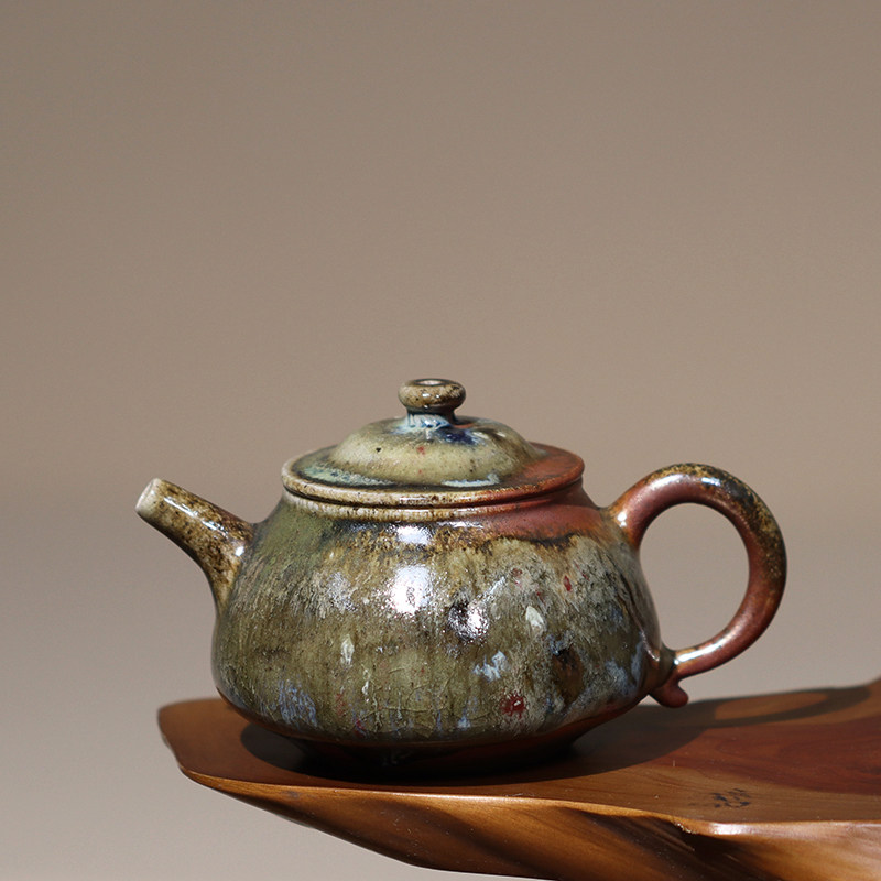 台湾名师志野柴烧壶志野壶开片手工功夫茶泡茶茶壶茶壶