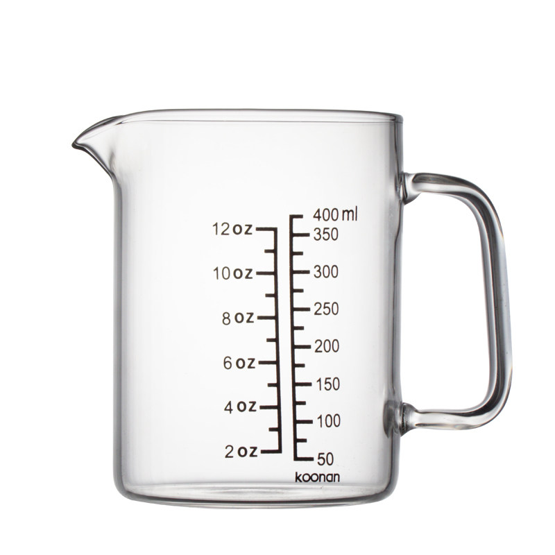 高硼硅玻璃量杯加厚有柄量杯带刻度厨房称量用咖啡器具400ml