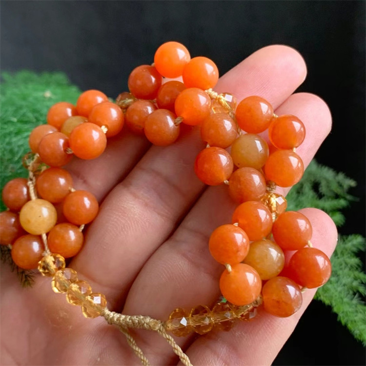 新疆天然红玉葡萄手串手链散珠彩色戈壁玉女手饰