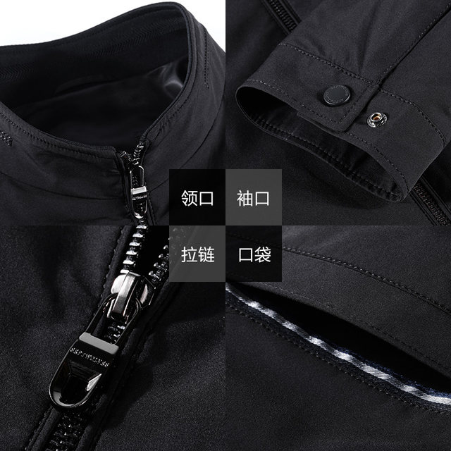 Seven wolves stand collar business jacket spring and autumn thin middle aged men's loose casual brand men's jacket fashion Seven wolves stand collar business jacket spring and autumn thin middle aged men's loose casual brand men's jacket fashion