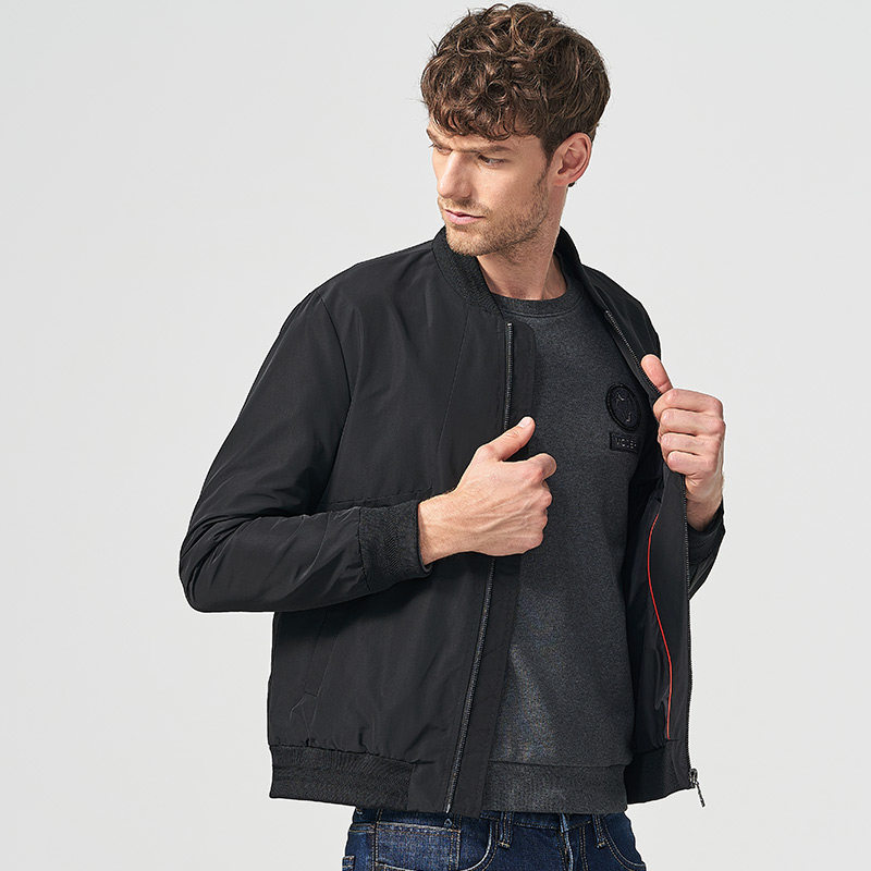 七匹狼夹克 男士新款棒球领商务时尚休闲茄克jacket纯色外套