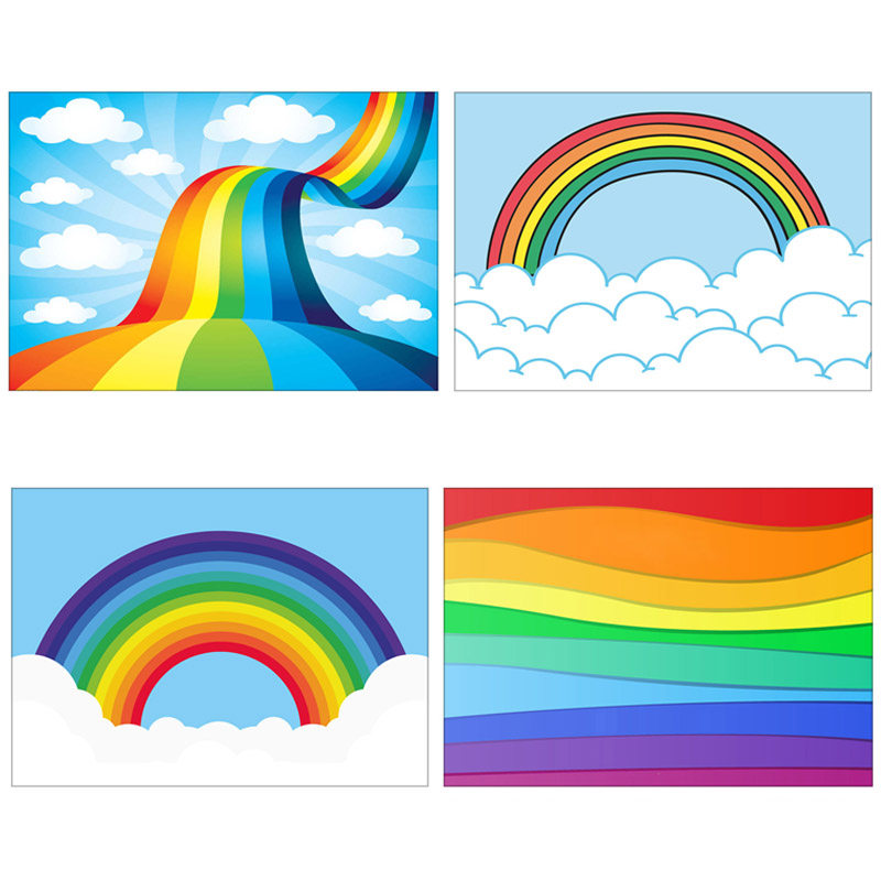 彩虹蓝天白云自粘壁画贴纸可移墙贴装饰画电视背景墙墙贴