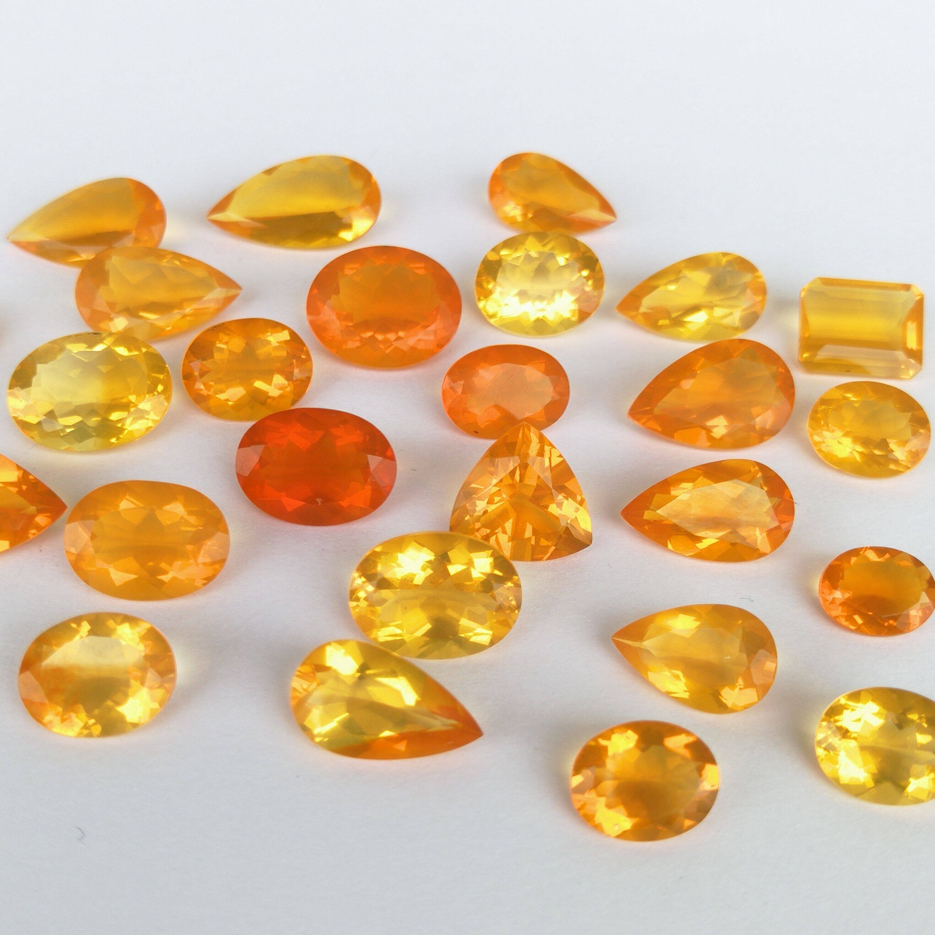 天然火欧泊刻面裸石墨西哥戒指吊坠镶嵌定制