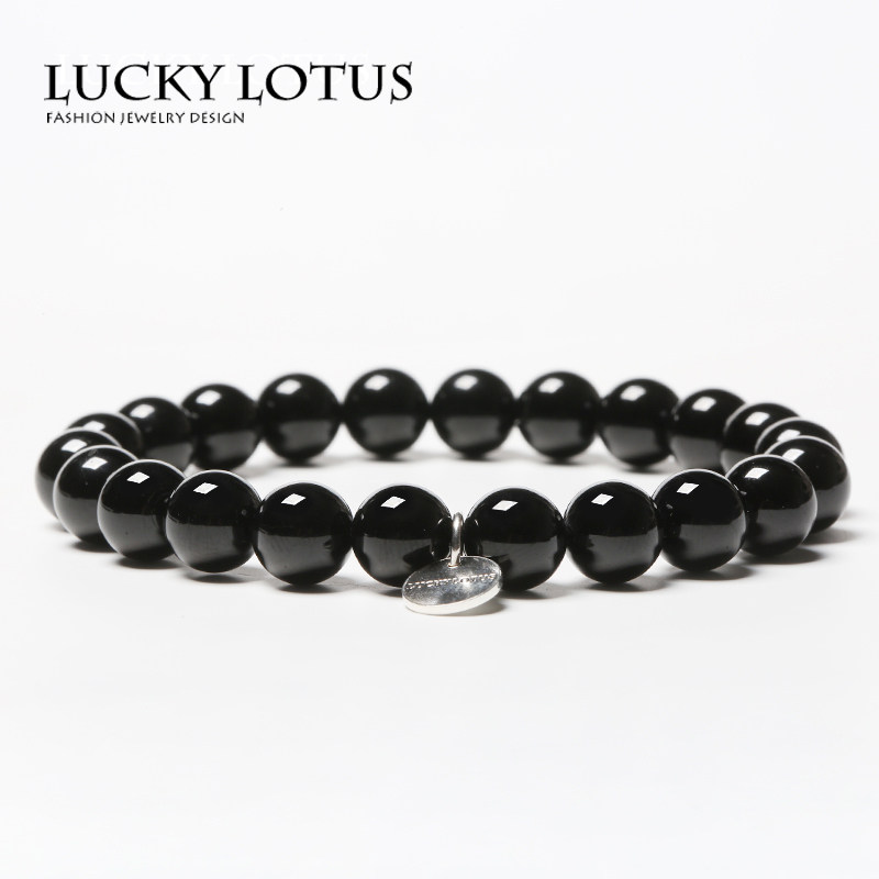 LUCKYLOTUS珠宝天然巴西黑碧玺手链本命年男女简约手串高能量包邮