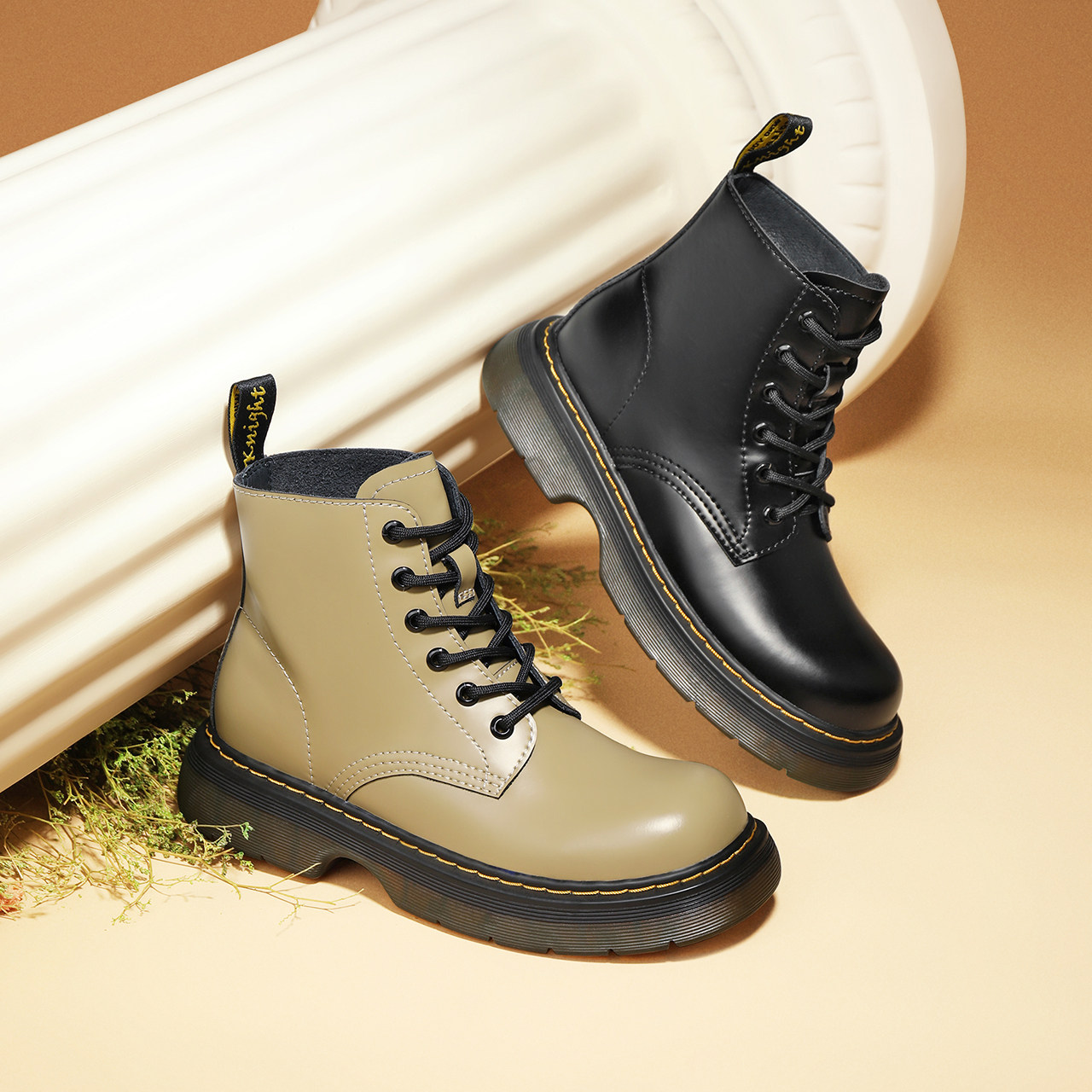 百丽马丁靴女2021冬新英伦风气质软厚底加绒齿轮鞋短靴x2e1ddd1